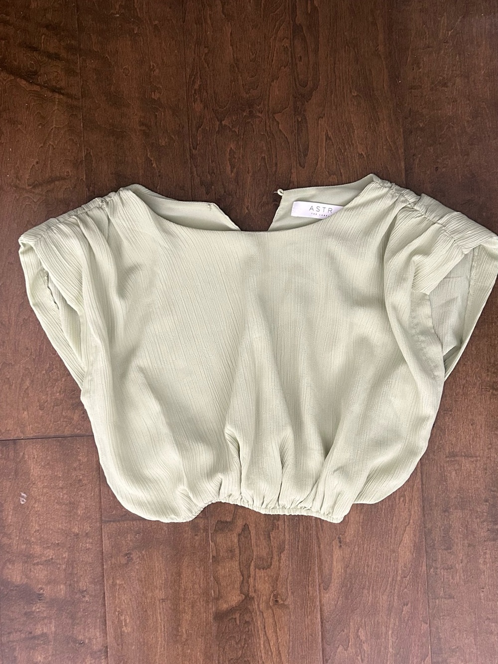 Astr Sage Green Cropped Top with Elastic Hem